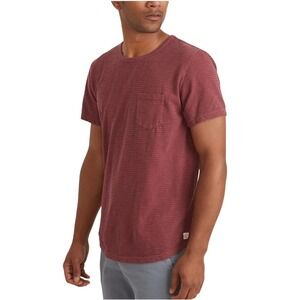 MARINE LAYER Men's Pocket T-Shirt Maroon Heathered Crew Neck Short Sleeve Small